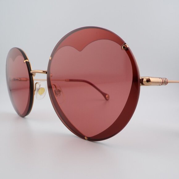 Carolina Herrera Heart Cut Out Shades, Round Rimless Stainless Steel Unique Y2K main image 12
